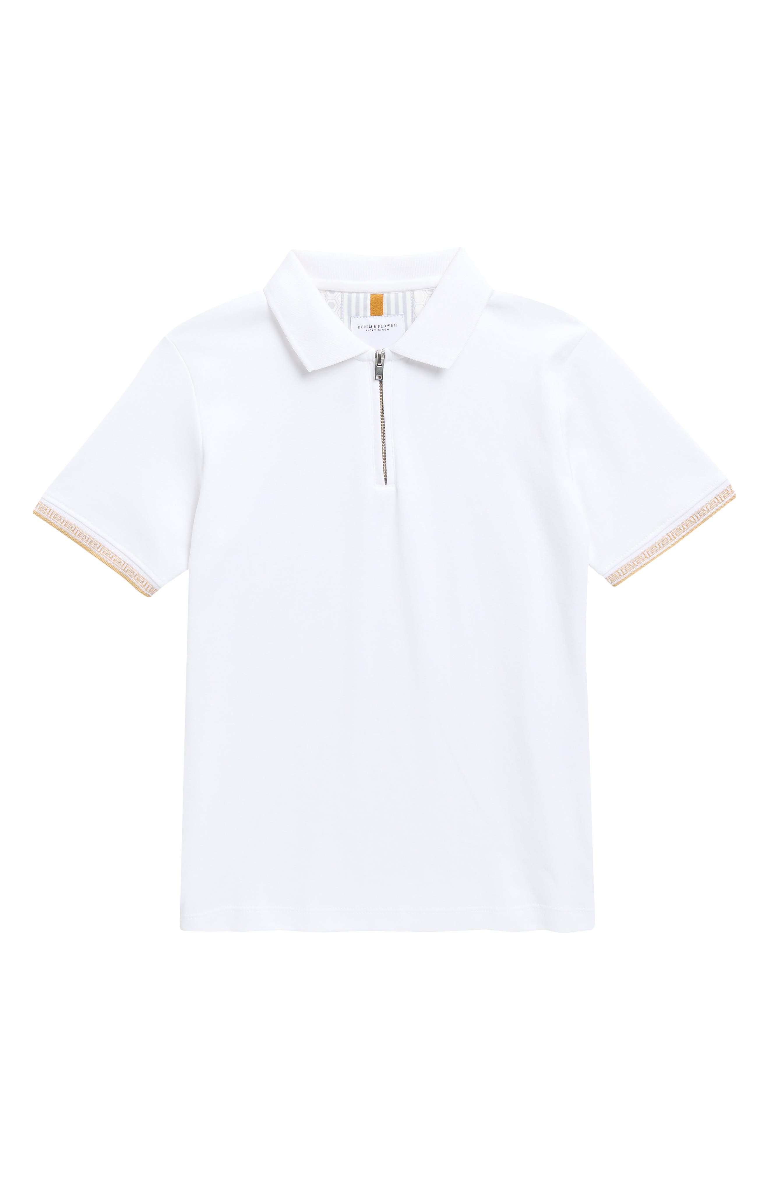 DENIM AND FLOWER Kids' Tipped Quarter Zip Polo