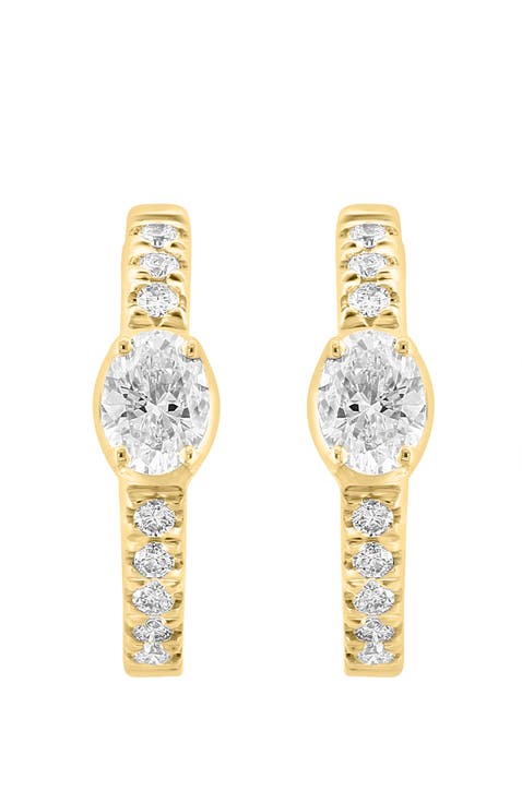 Diamond Huggie Hoop Earrings in 14K Yellow Gold