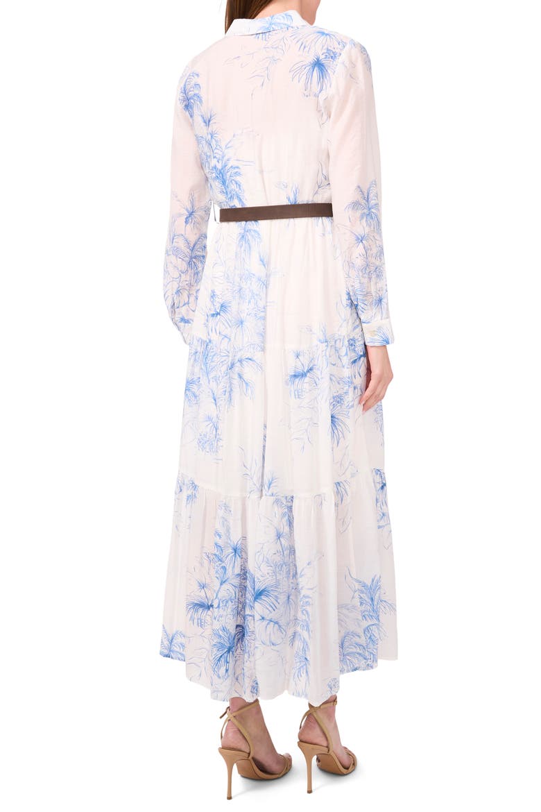 Placed Floral Long Sleeve Maxi Shirtdress, Alternate, color, RIVIERA