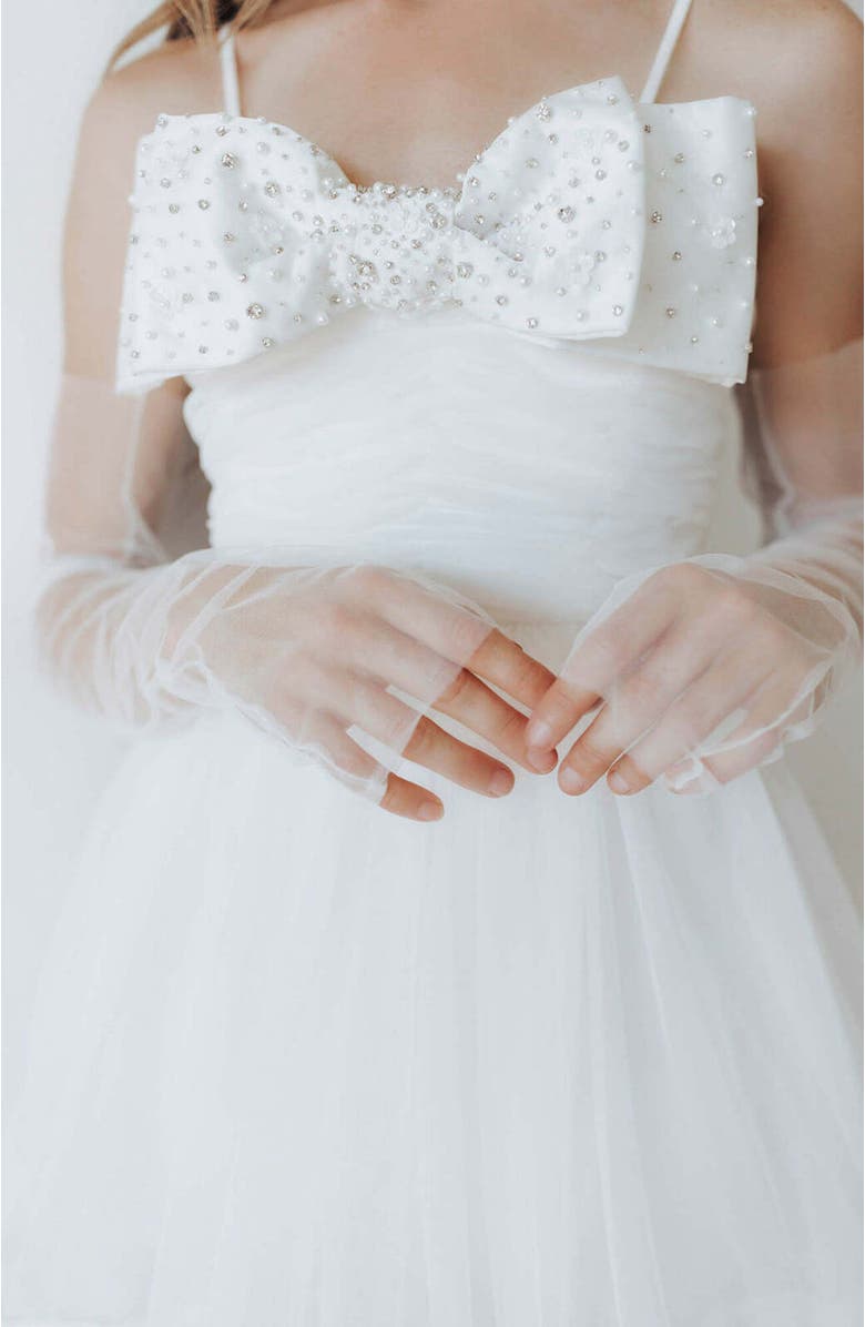 Untamed Petals Minimalist Sheer Gloves, Alternate, color, Ivory