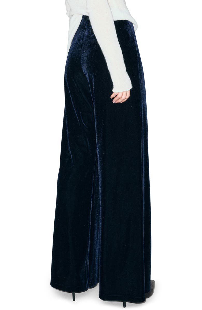 MANGO Wide Leg Velvet Pants, Alternate, color, Navy