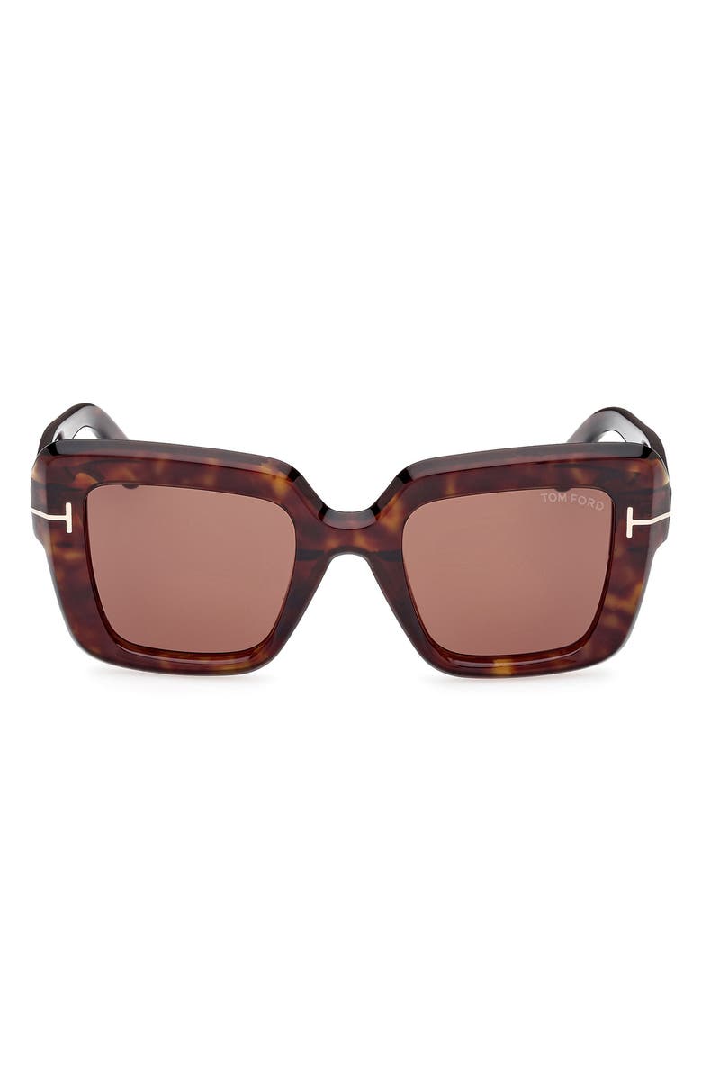 TOM FORD Esme 50mm Square Sunglasses, Main, color, Shiny Classic Havana / Brown