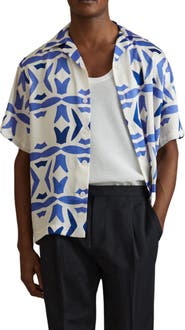 Reiss Purkiss Geo Print Camp Shirt