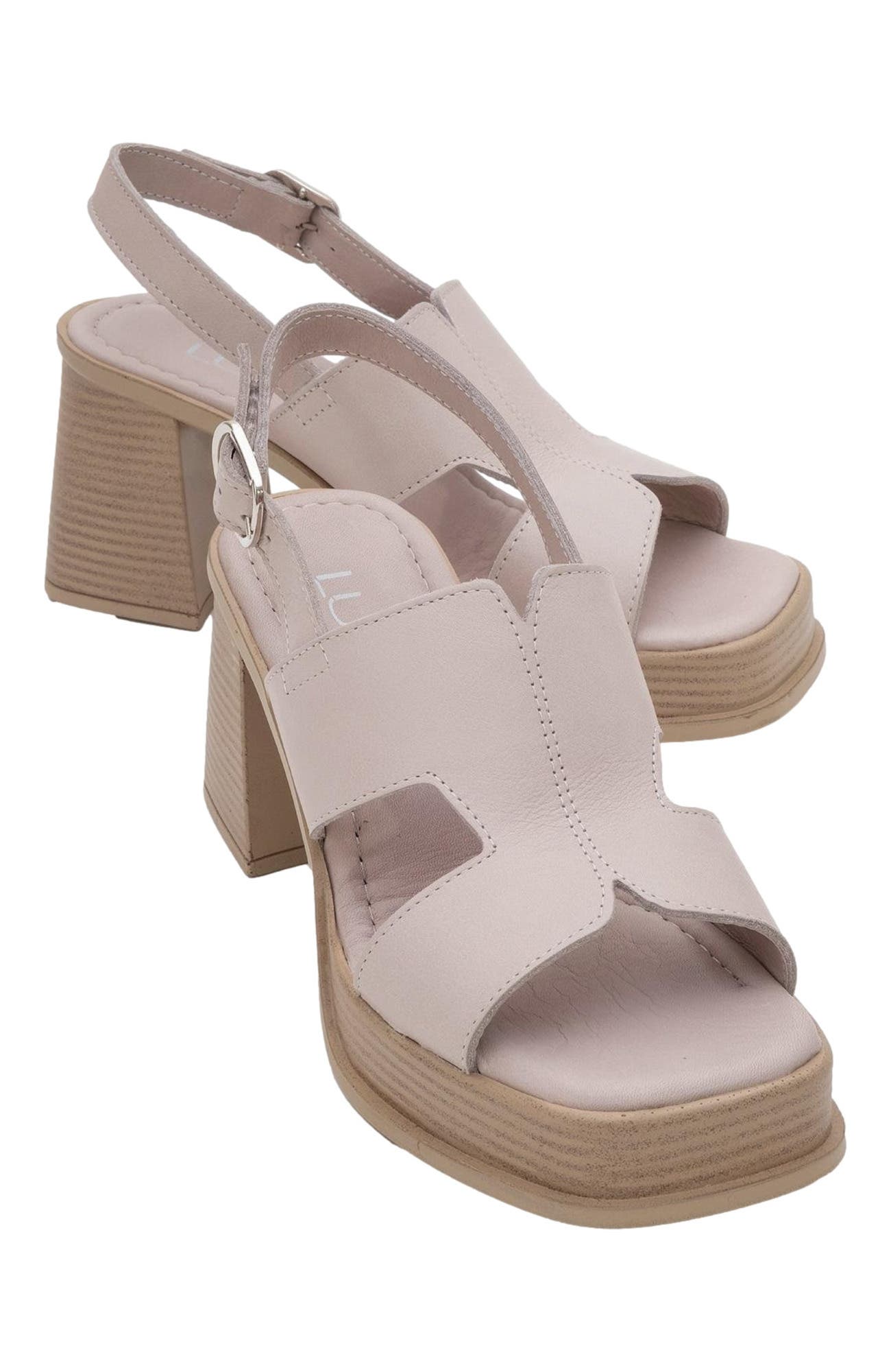 Zennia Leather Platform Sandal, Alternate, color, Beige Leather