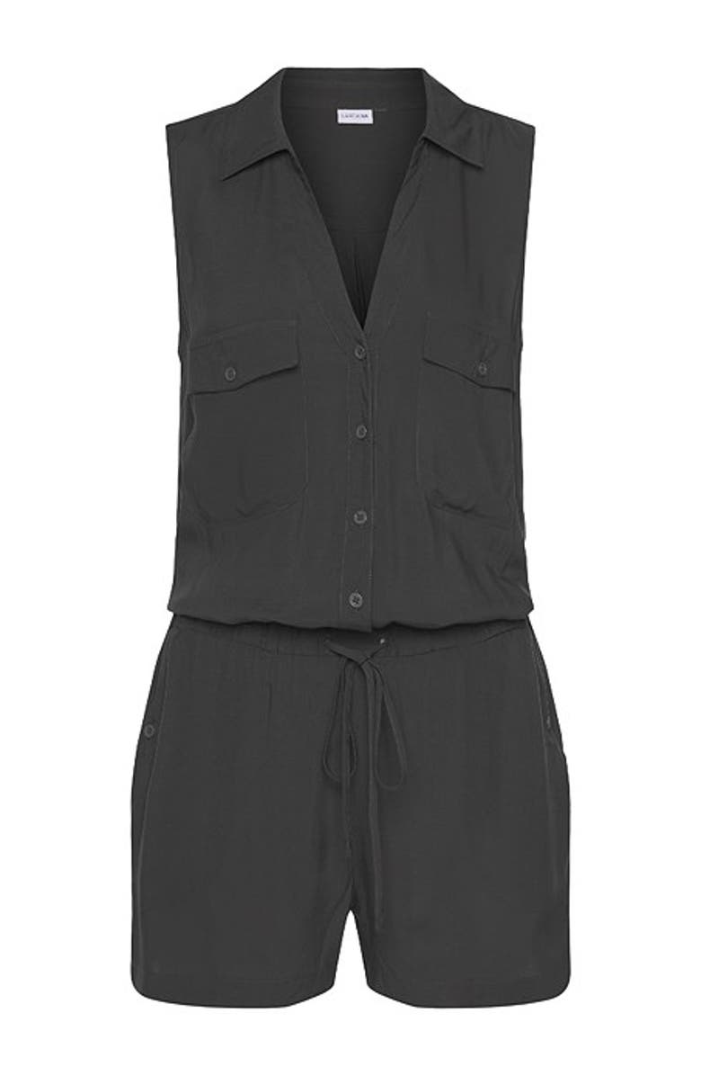 LASCANA Women's Sleeveless Drawstring Romper, Alternate, color, Black