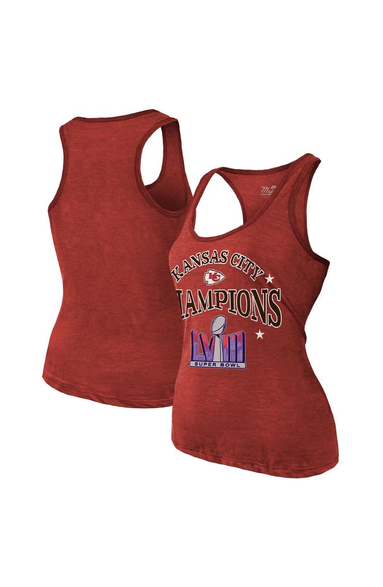 Majestic Threads Women's Majestic Threads  Red Kansas City Chiefs Super Bowl LVIII Champions Oversized Dunk Racerback Tri-Blend Tank Top, Main, color, 
