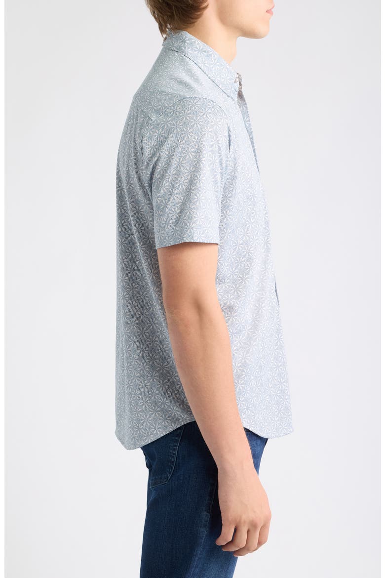 San Lucio Breeze Block IslandZone® Knit Short Sleeve Cotton Blend Button-Up Shirt, Alternate, color, BLUE ASH