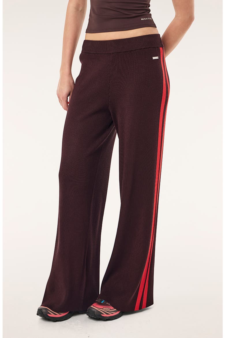 Solar Wide Leg Rib Knit Pants, Main, color, DARK PLUM