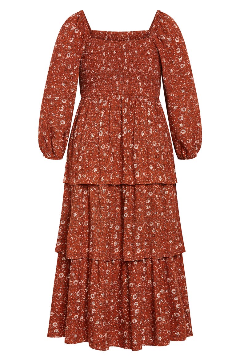Cassidy Floral Smocked Maxi Dress, Alternate, color, ORANGE PRINT