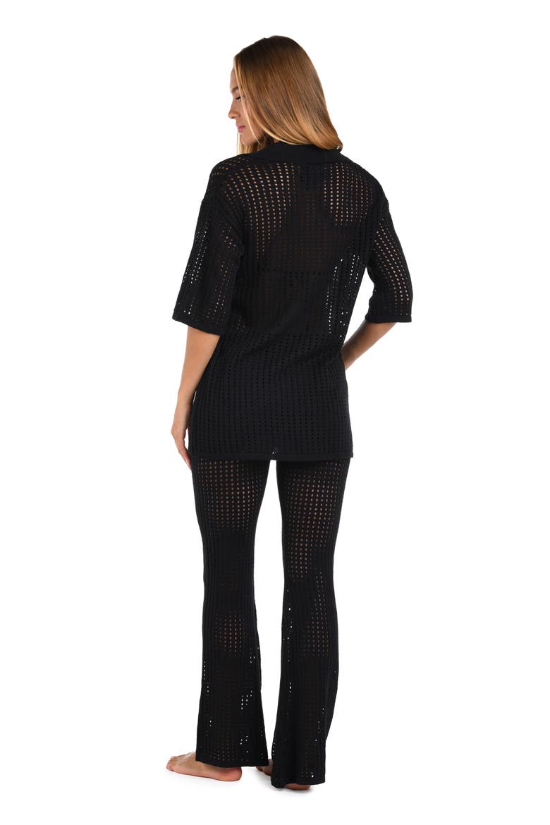 Resort Open Stitch Cover-Up Tunic, Alternate, color, BLACK