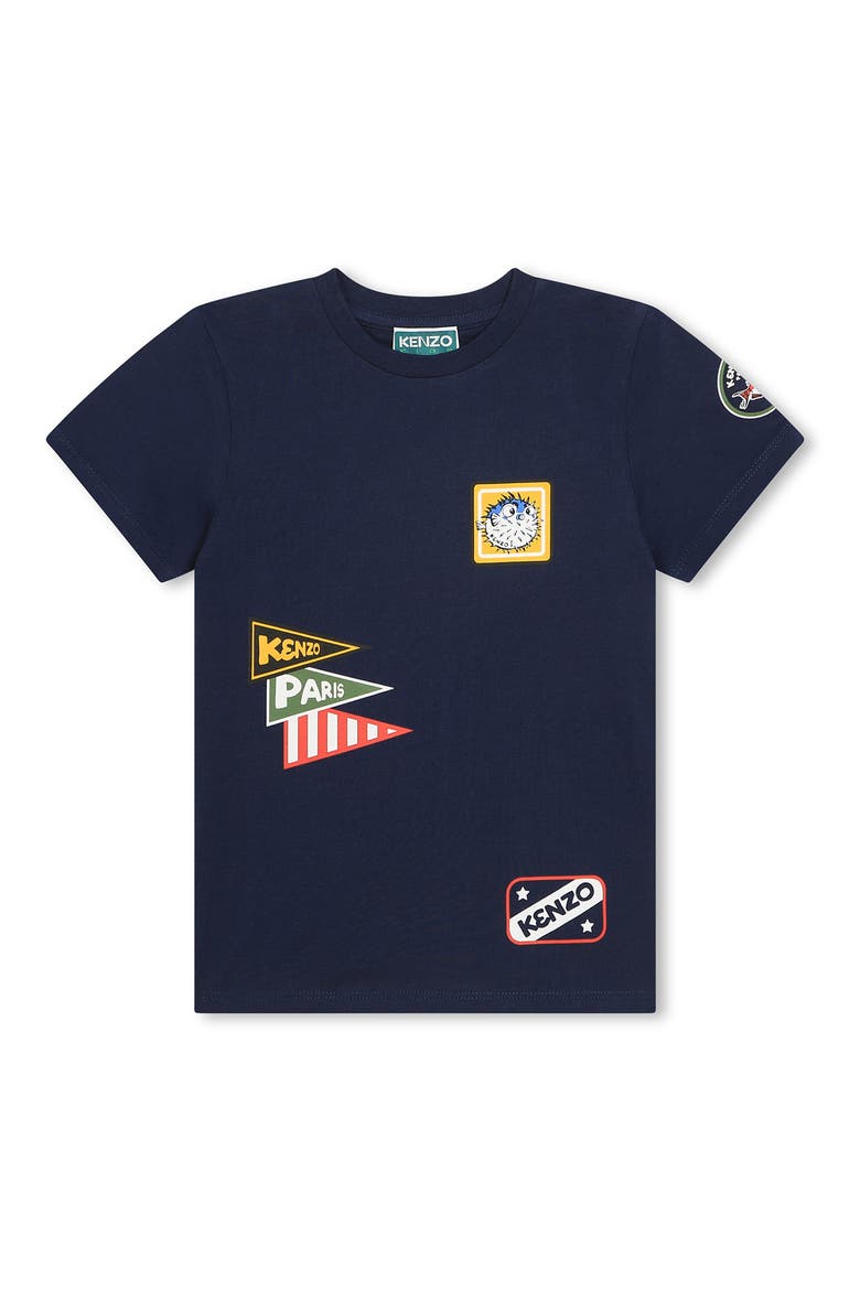 Kids' Retro Logo Organic Cotton Graphic T-Shirt, Main, color, NAVY
