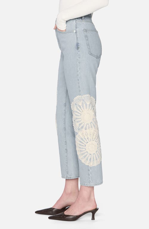 Frame The Crochet Vertical High Rise Ankle Straight Jeans In Wisp