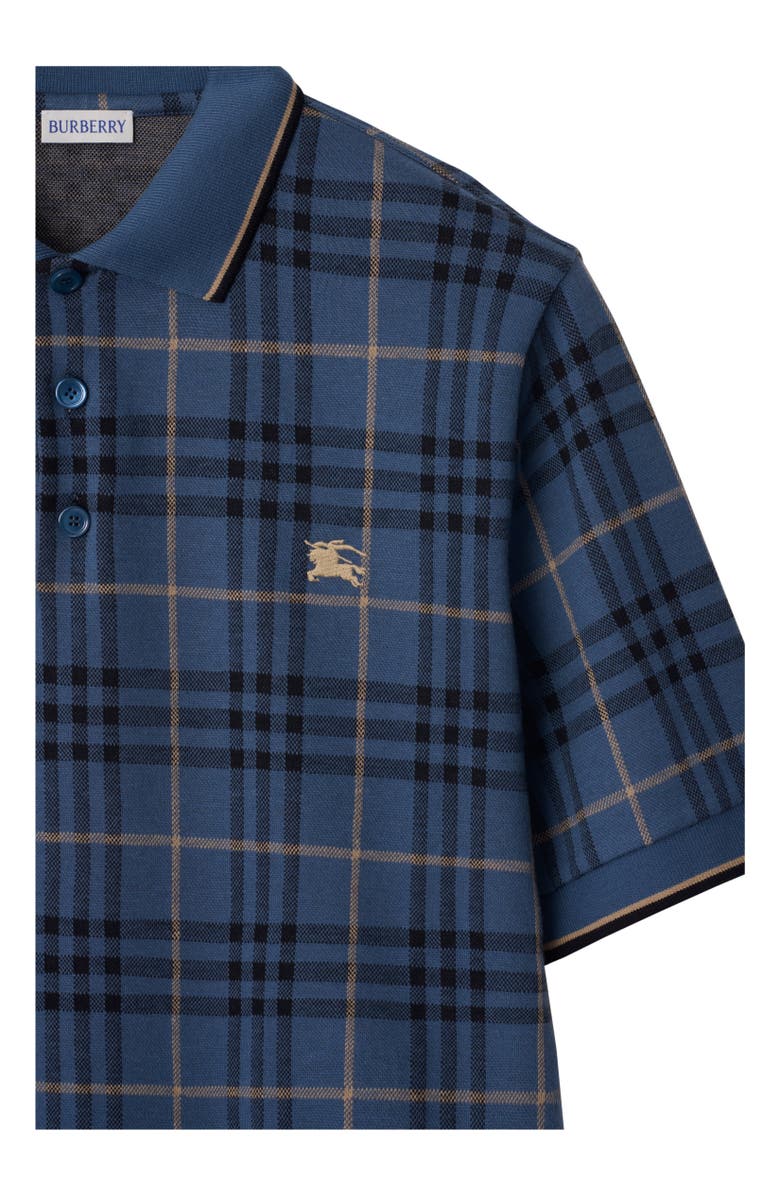 Burberry Check Cotton Polo Shirt, Alternate, color, Bay Blue