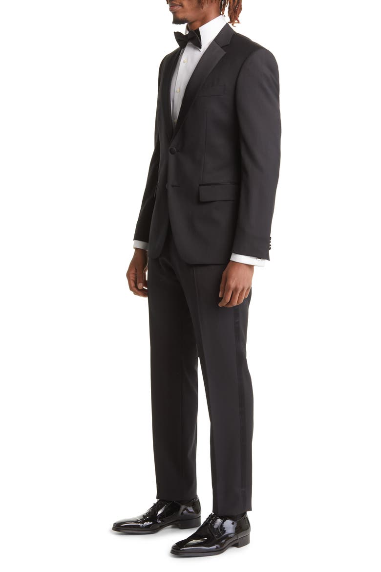 Huge Slim Fit Black Wool Tuxedo, Alternate, color, BLACK
