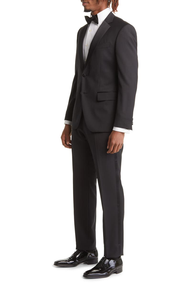 BOSS Huge Slim Fit Black Wool Tuxedo, Alternate, color, Black