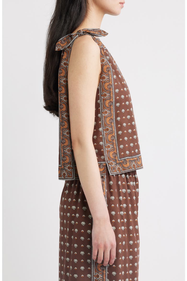 Amalia Print Tie Shoulder Sleeveless Top, Alternate, color, TERRE FOULARD DE LA MER