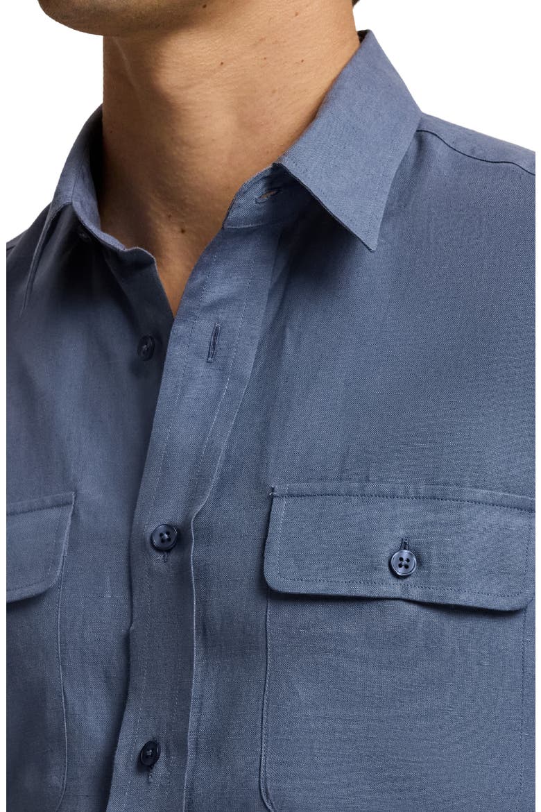 Silk & Linen Button-Up Shirt, Alternate, color, VINTAGE INDIGO