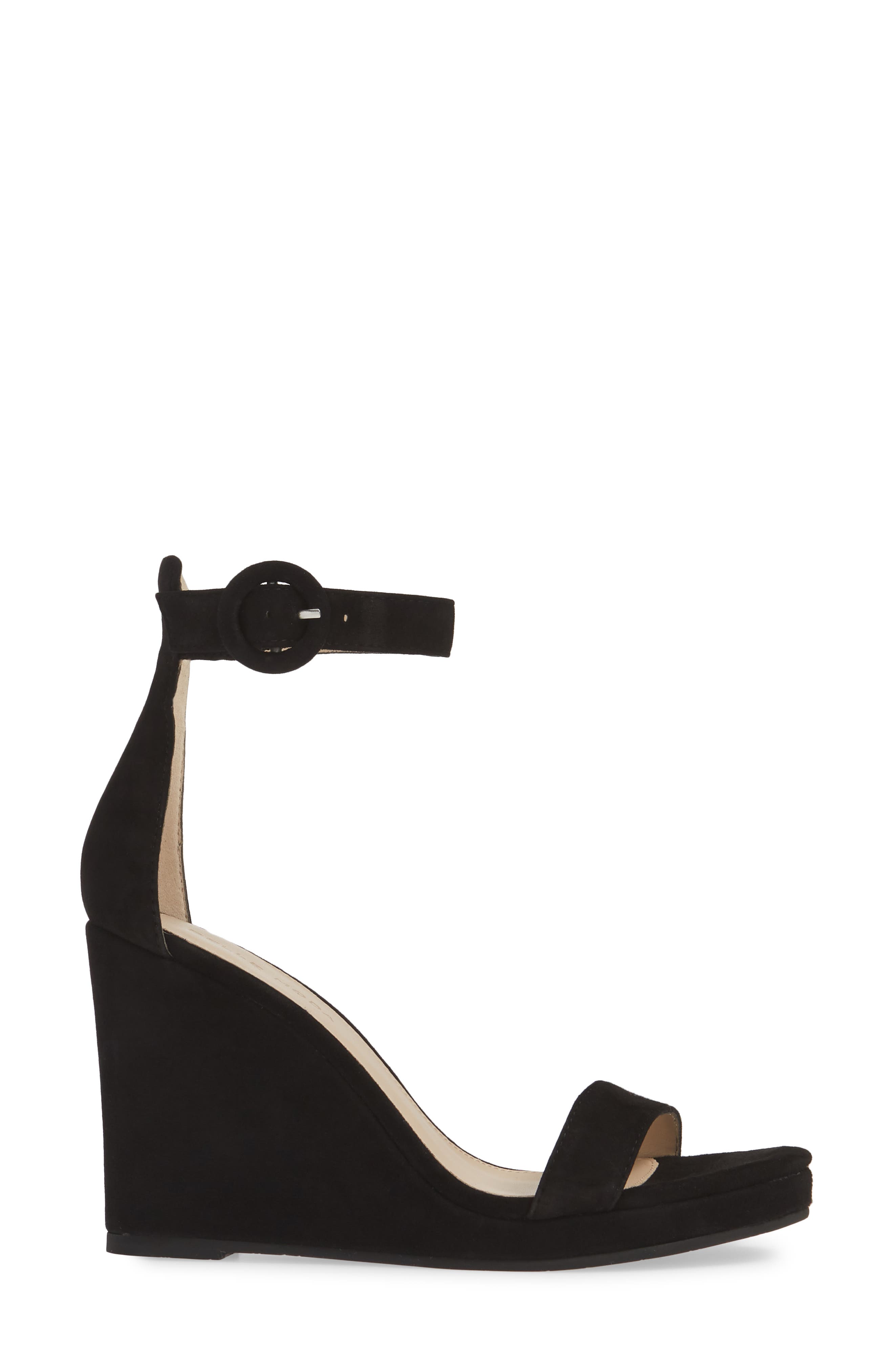 Nisha Wedge Sandal, Alternate, color, BLACK LEATHER