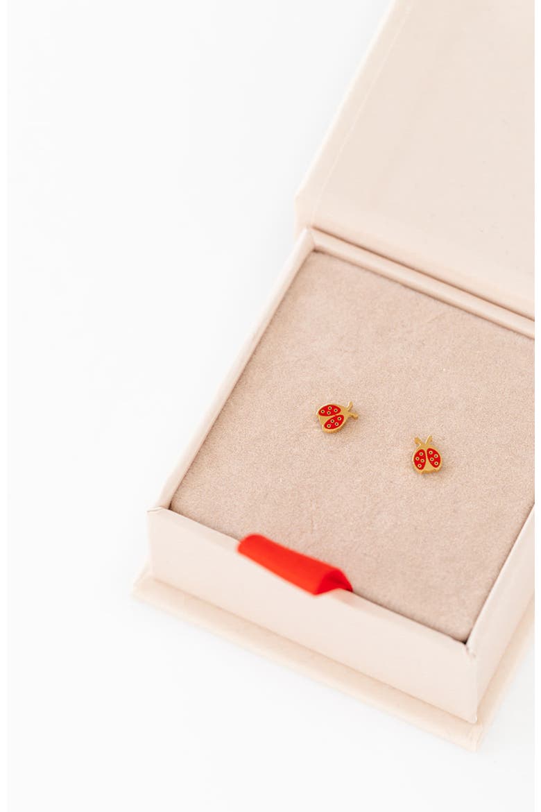 Ladybug Stud Earrings, Alternate, color, Red