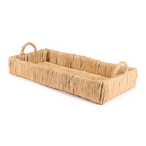 Happimess Anika Traditional Southwestern Hand-woven Abaca Tray With Handles In Natural