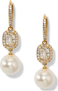 Nadri Undersea Imitation Pearl Leverback Drop Earrings