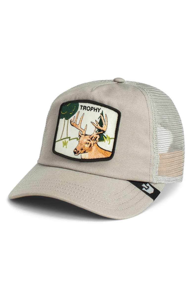Goorin Bros. This Way Deer Patch Trucker Hat, Alternate, color, Grey