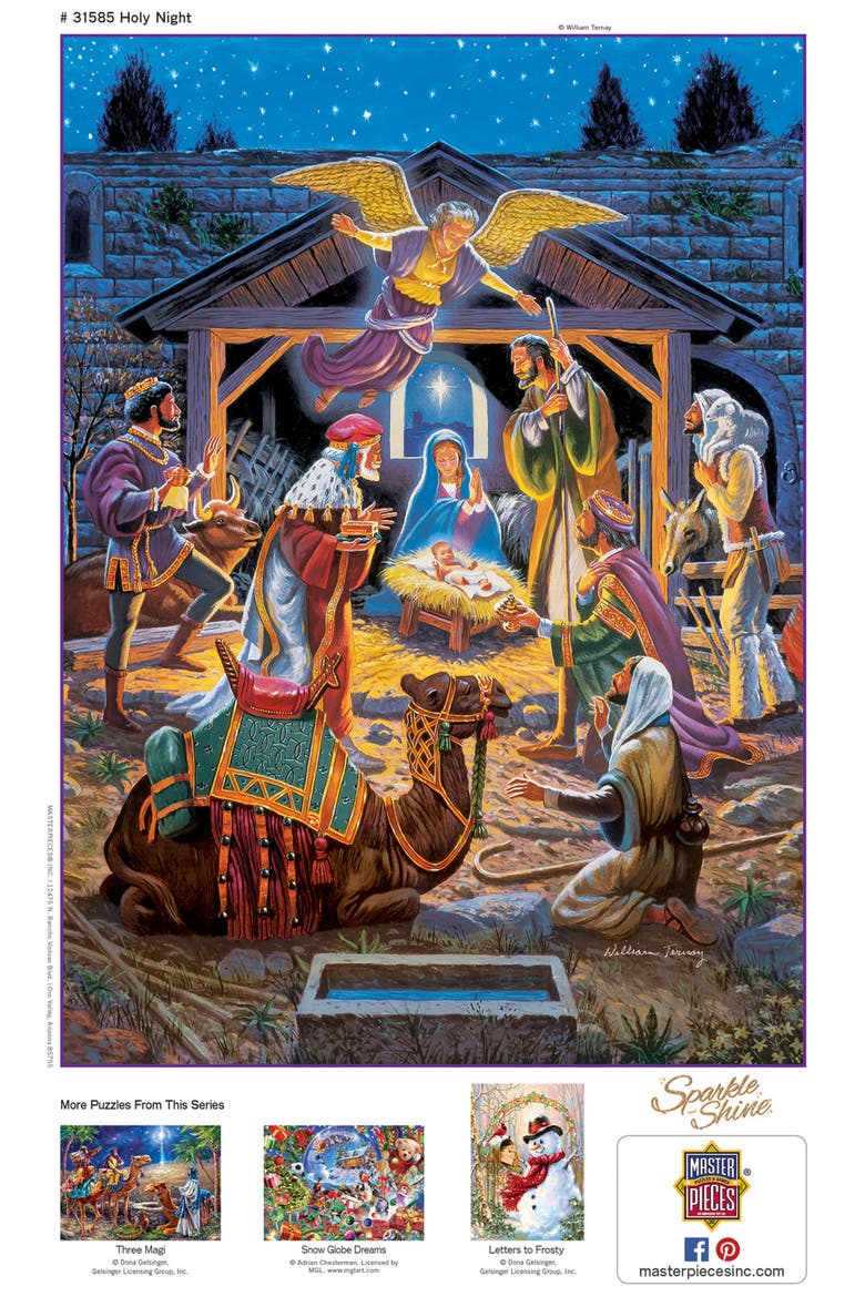 Holy Night 500 Piece Glitter Puzzle, Alternate, color, Multicolor