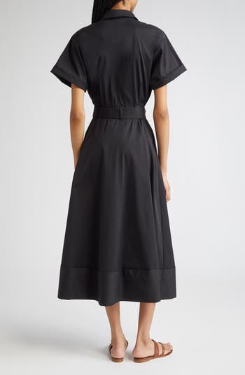 Cotton Blend Poplin Belted Shirtdress