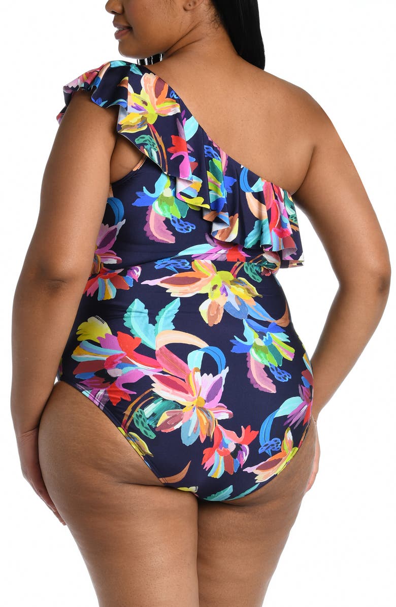 La Blanca Sea One-Shoulder Ruffle One-Piece Swimsuit, Alternate, color, 