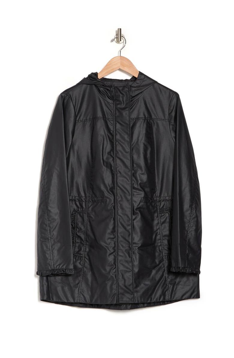 Gal Meets Glam Collection Hooded Raincoat, Alternate, color, Black