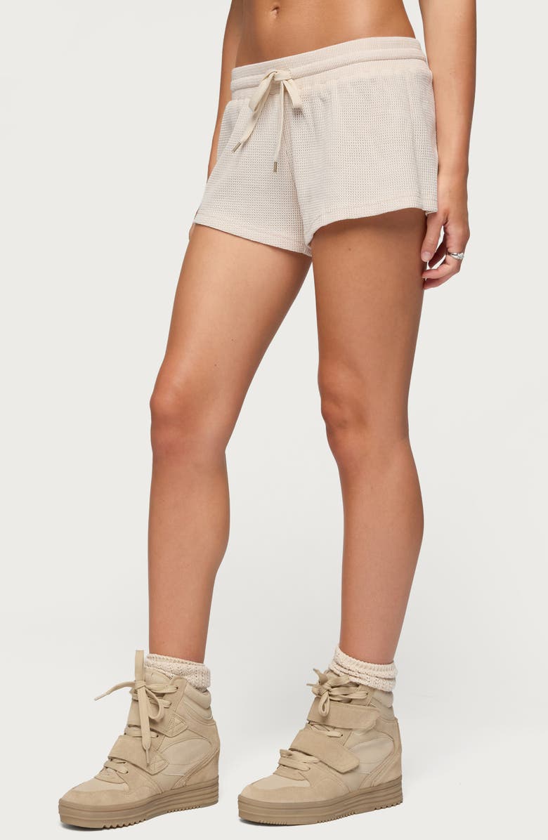 EDIKTED Baila Waffle Knit Drawstring Shorts, Alternate, color,