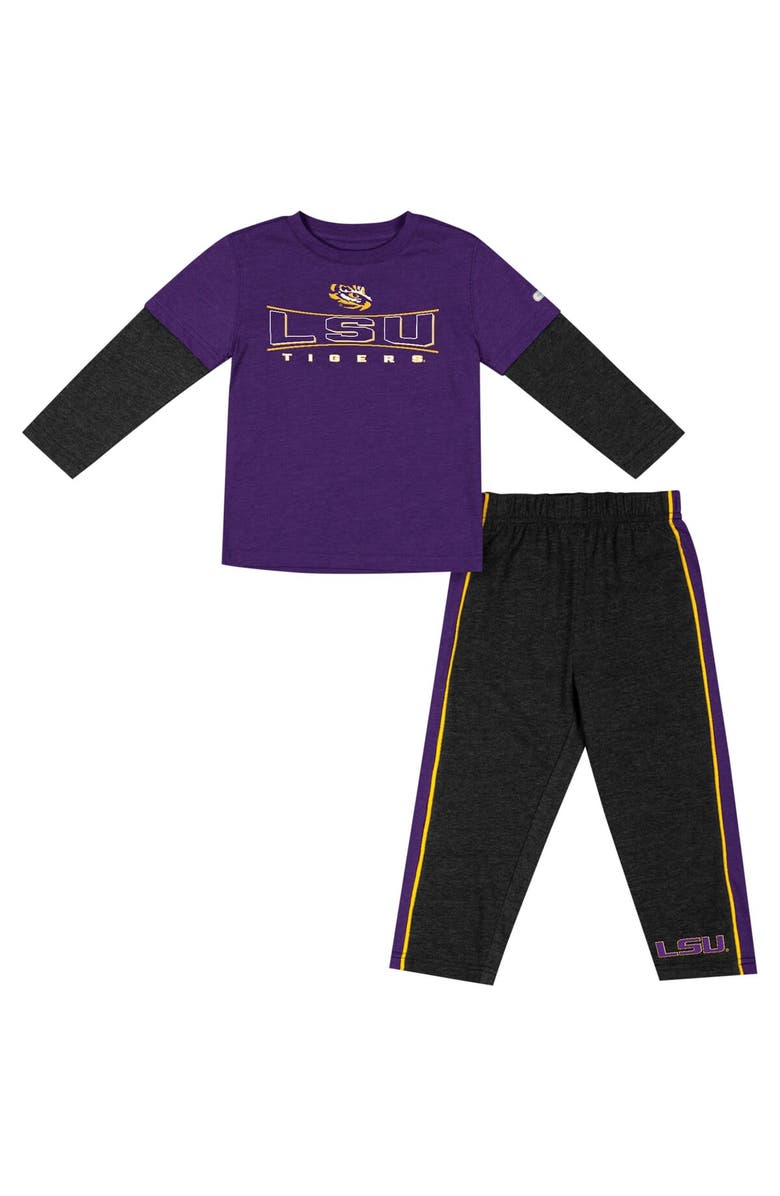 COLOSSEUM Toddler Colosseum Purple/Black LSU Tigers Long Sleeve T-Shirt & Pants Set, Main, color, Purple