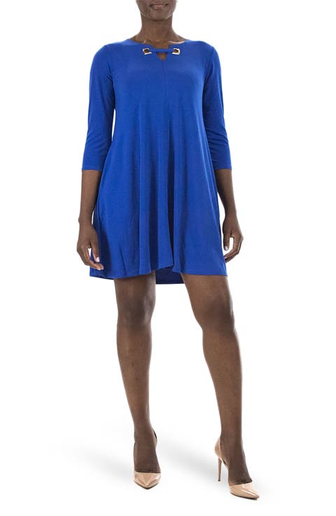 Hardware Neck Long Sleeve Dress