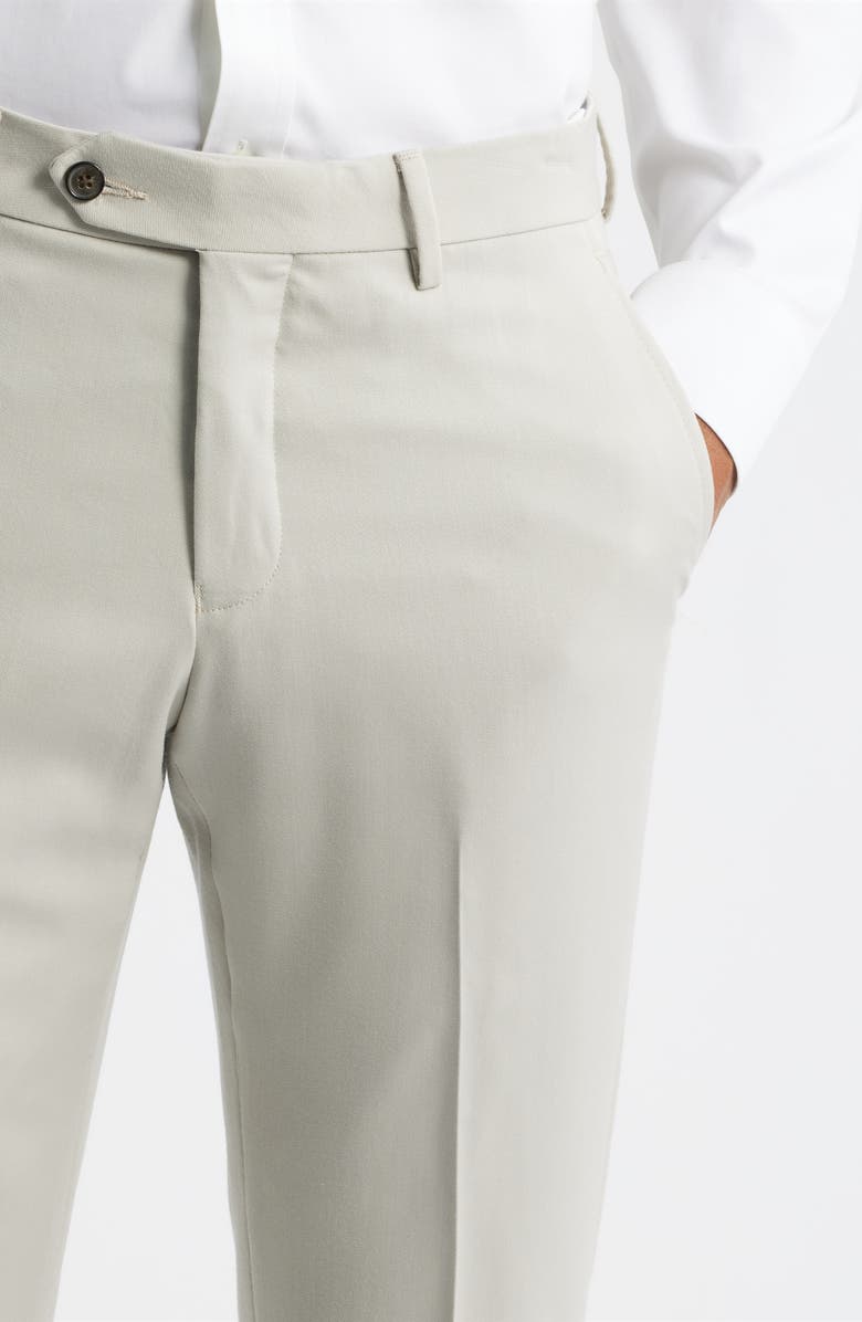 Berle Flat Front Worsted Wool Gabardine Pants, Alternate, color, Stone