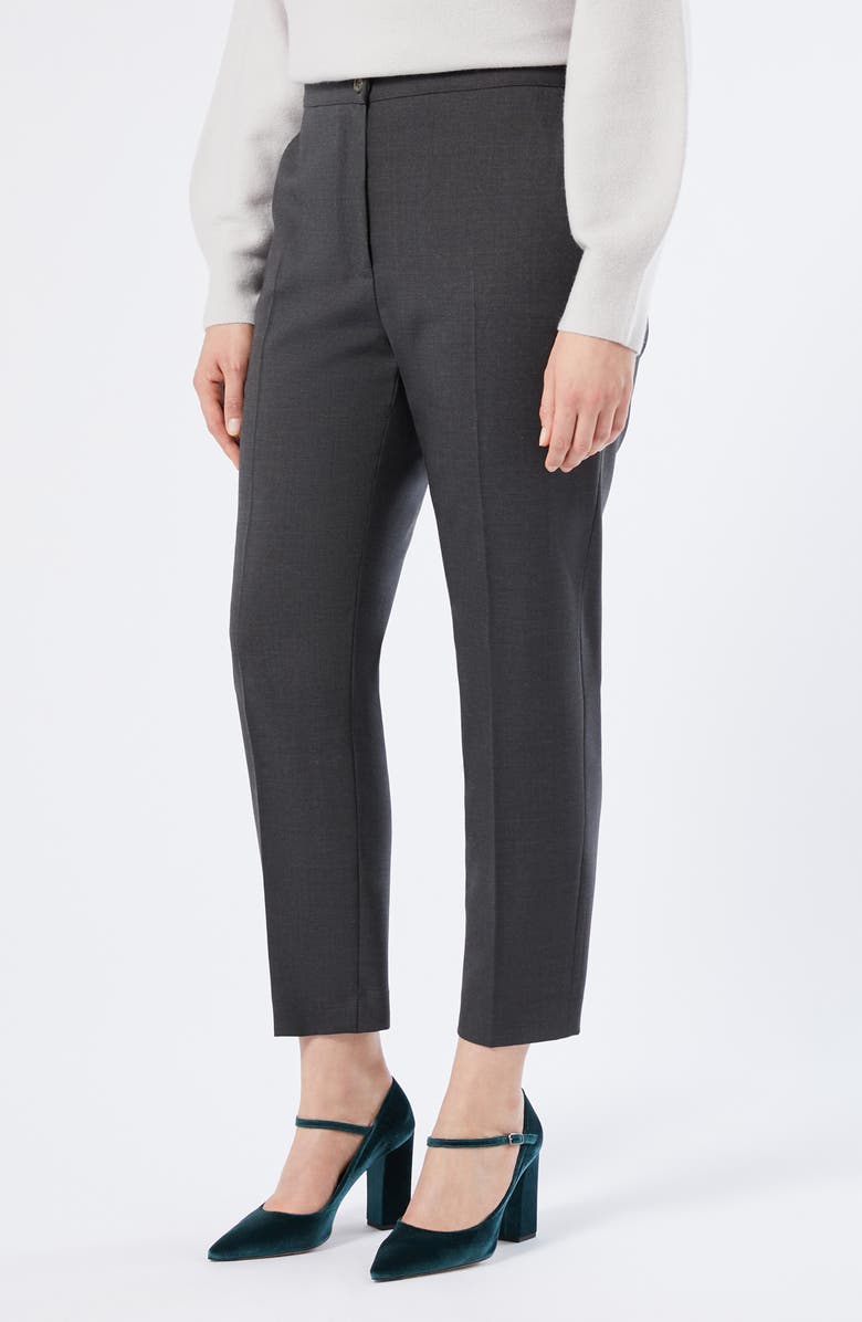 Marina Rinaldi Candore Stretch Virgin Wool Pants, Main, color, Dark Grey