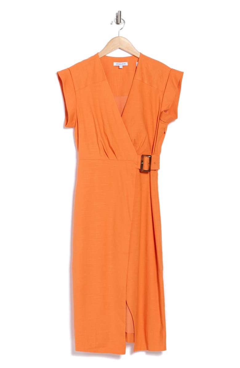 Veronica Beard Octavia Faux Wrap Dress, Alternate, color, Orange