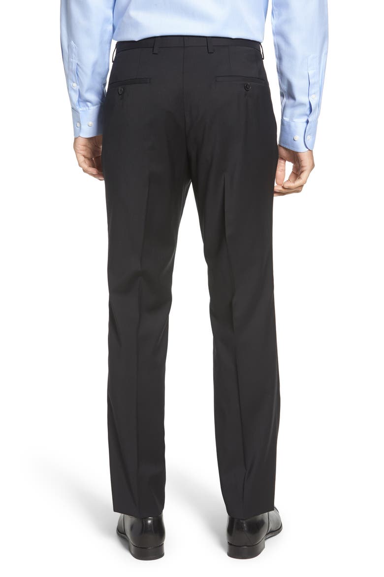 Leenon Flat Front Straight Leg Solid Wool Dress Pants, Alternate, color, BLACK