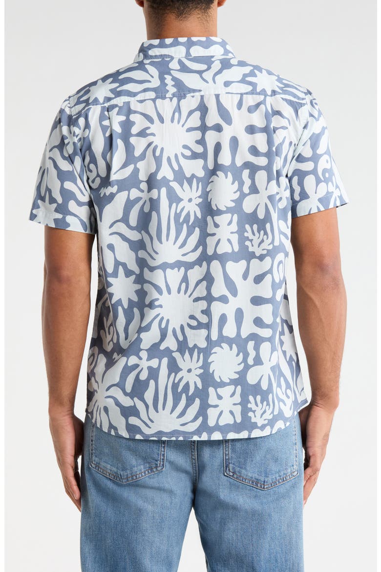 Journey Floral Short Sleeve Button-Up Shirt, Alternate, color, NEPTUNE