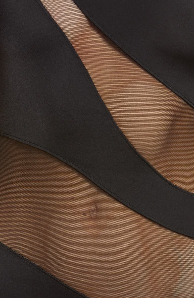 Norma Kamali Snake Mesh One-Shoulder Swimsuit, Alternate, color, Black/ Black Mesh