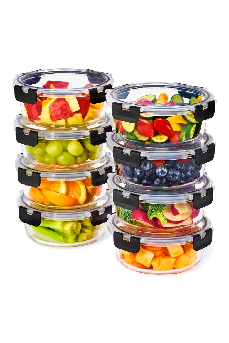 8-Pack Glass Food Prep Storage Containers, Main, color, CLEAR