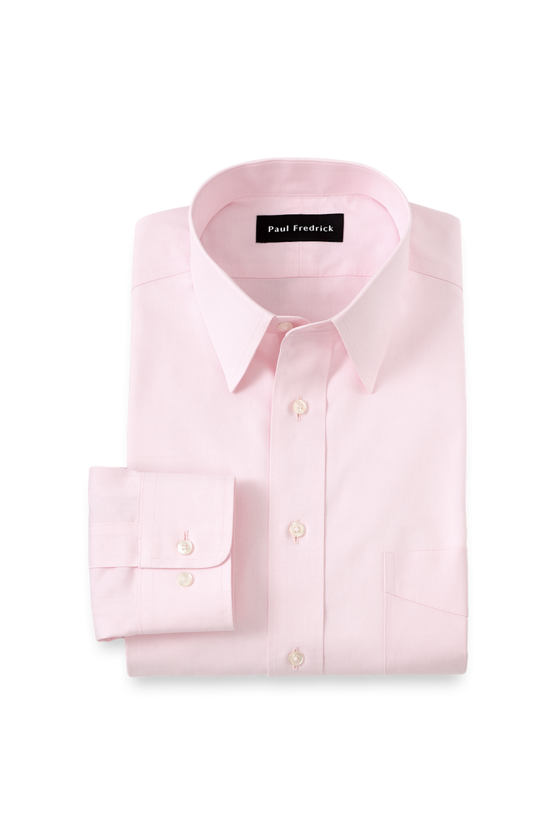 Non-iron Cotton Pinpoint Solid Point Collar Dress Shirt, Main, color, Pink