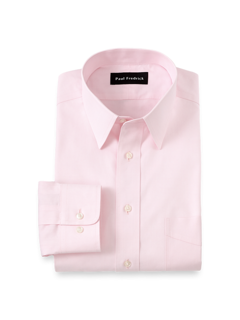 Non-iron Cotton Pinpoint Solid Point Collar Dress Shirt
