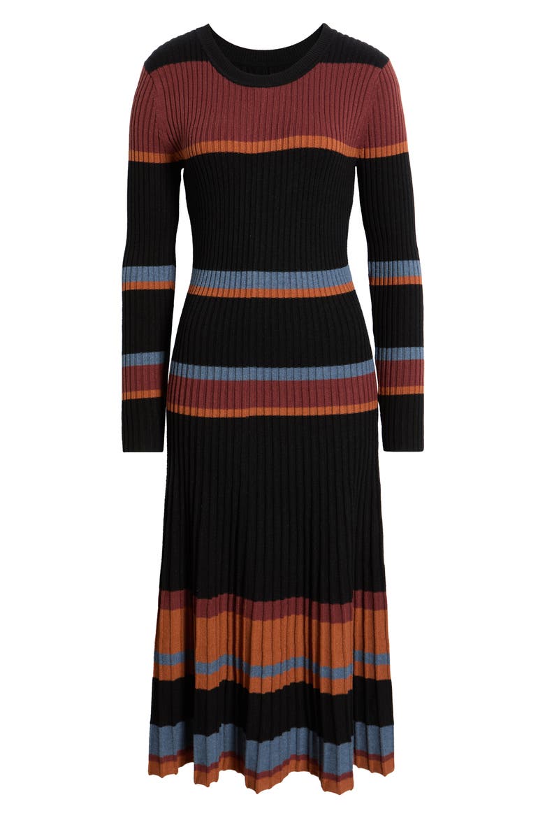 Long Sleeve Sweater Dress, Alternate, color, BLACK MULTI