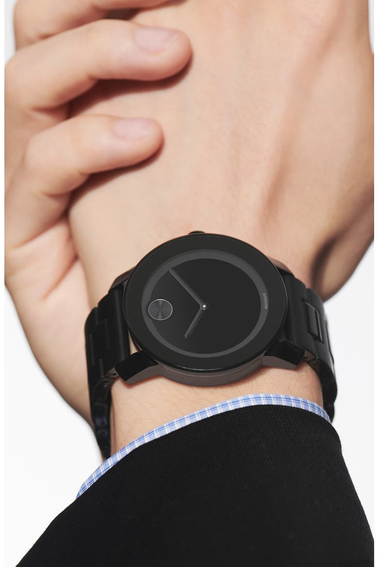 'Large Bold' Bracelet Watch, 42mm, Alternate, color, BLACK