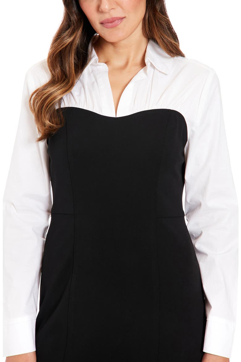 Long Sleeve Twofer Scuba Sheath Dress, Alternate, color, BLACK