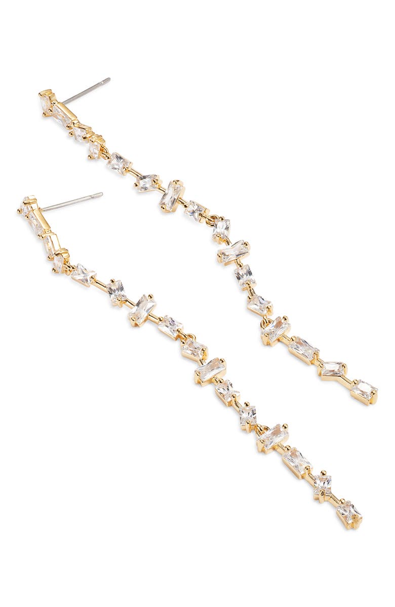Nordstrom Dainty Mixed Cubic Zirconia Linear Drop Earrings, Alternate, color, Clear- Gold