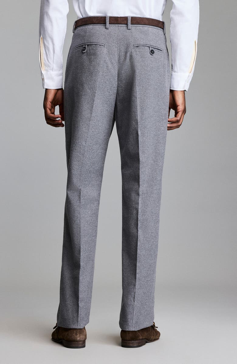 Billy Reid Flat Front Cotton Flannel Dress Pants, Alternate, color, Grey Heather