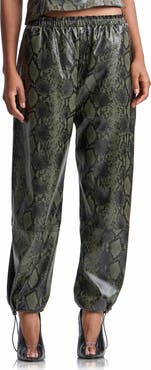 Avec Les Filles Python Embossed Faux Leather Balloon Pants
