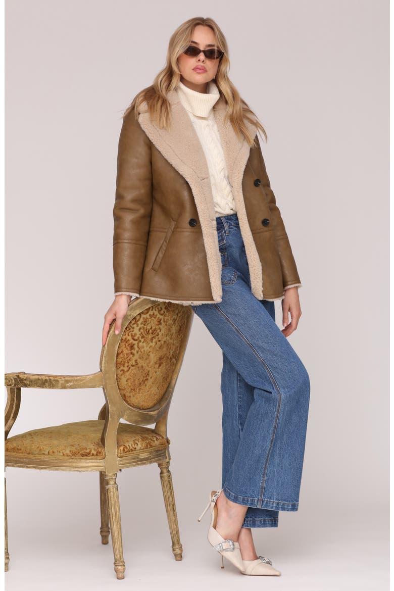 Faux Shearling Coat, Alternate, color, ARTICHOKE