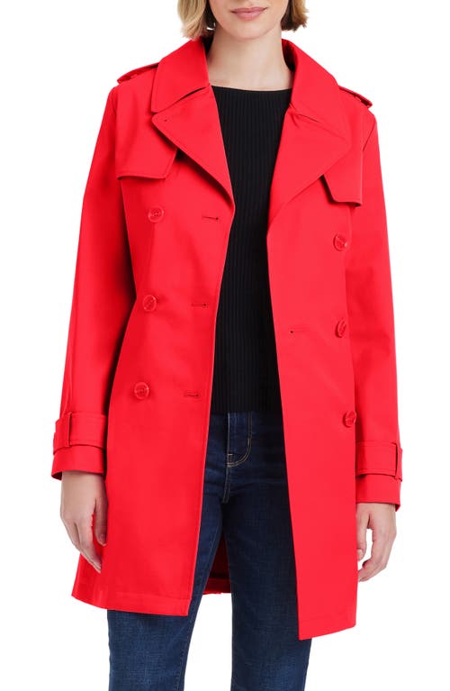 Kate Spade Women S Short Single-breasted Pleated Back Trench Coat In Classic Red